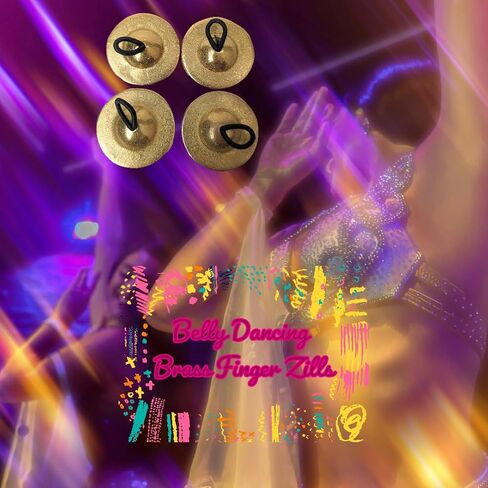 Zaza percussion- 4 Pcs/2 Pairs Professional Belly Dancing Brass Finger Zills, Finger Cymbals Original from Turkey (Large- 5.5cm) in Saudi Arabia