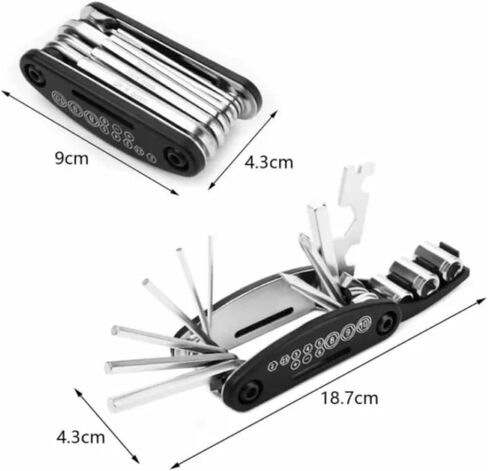 مجموعة أدوات إصلاح ميكانيكي للدراجات الهوائية متعددة الوظائف 16 في 1 من إكستريم، إصلاح الإطارات، مجموعة أدوات إصلاح محمولة متعددة الوظائف للدراجات النارية، مجموعة أدوات إصلاح مترية قابلة للطي in Kuwait