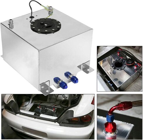 EASYBERG 5 Gallon Aluminum Fuel Cell, Silver Gas Tank with Cap and Level Sender Coated in Saudi Arabia