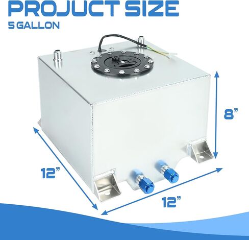EASYBERG 5 Gallon Aluminum Fuel Cell, Silver Gas Tank with Cap and Level Sender Coated in Saudi Arabia