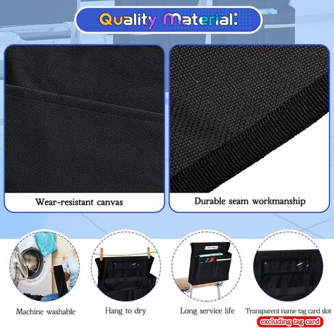 6 Pack Chair Pockets for Classrooms Pocket Chair Organizer with 4 Pockets Chair Storage Slot Pocket Without Name Tag Chart Desk Chair Seat Back Organizer for Student School, 18 x 17 Inch(Black) in Saudi Arabia