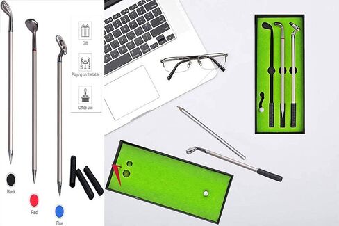 Wekje Golf Pen Gift Set Cool Office Gadgets Desk Accessories,Mini Desktop Golf Gift Golf Ball Club Pen Set for Men Office Colleagues Desk Sports Games in Saudi Arabia