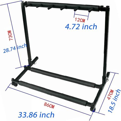 Rosefinch Multi 7 Guitar Stand Rack Floor Stand - Foldable Universal Display Rack - Portable Black Guitar Holder With No Slip Rubber Padding for Acoustic, Electric, Bass Guitar Bag Case（7 Spaces） in Saudi Arabia