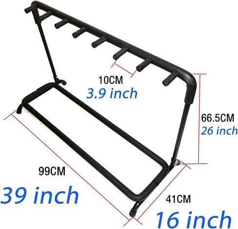 Rosefinch Multi 7 Guitar Stand Rack Floor Stand - Foldable Universal Display Rack - Portable Black Guitar Holder With No Slip Rubber Padding for Acoustic, Electric, Bass Guitar Bag Case（7 Spaces） in Saudi Arabia
