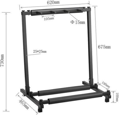 Rosefinch Multi 7 Guitar Stand Rack Floor Stand - Foldable Universal Display Rack - Portable Black Guitar Holder With No Slip Rubber Padding for Acoustic, Electric, Bass Guitar Bag Case（7 Spaces） in Saudi Arabia