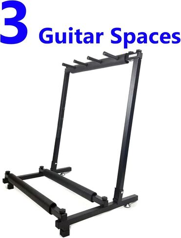 Rosefinch Multi 7 Guitar Stand Rack Floor Stand - Foldable Universal Display Rack - Portable Black Guitar Holder With No Slip Rubber Padding for Acoustic, Electric, Bass Guitar Bag Case（7 Spaces） in Saudi Arabia