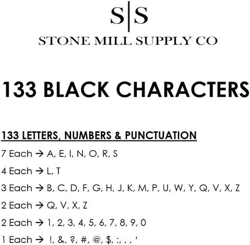 Stone Mill Supply Co 132 BLACK CHARACTER PACKS ONLY for XL LETTERBOARD Customizable Statement shelf Letter Ledges | Changeable Wall Menu Letter Board | Marquee Ledges | Custom Quotes and Inspriational in Saudi Arabia