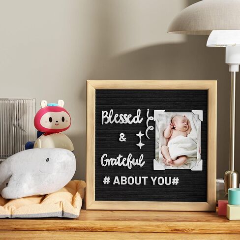 Alsonerbay Felt Letter Board 10x10 Inch Changeable Oak Frame Wooden Message Board Sign with Precut Letters Numbers & Symbols for Baby Announcement Milestones Classroom Wifi Password Black in Saudi Arabia