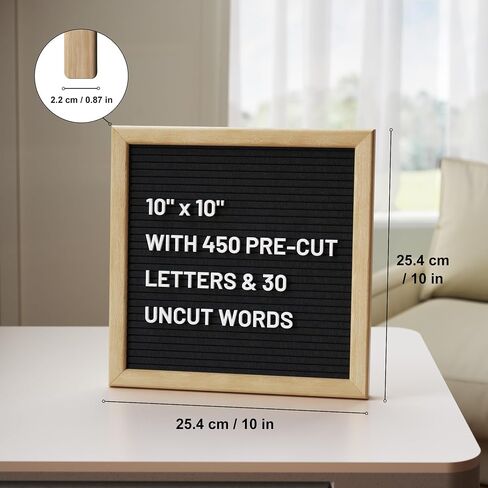 Alsonerbay Felt Letter Board 10x10 Inch Changeable Oak Frame Wooden Message Board Sign with Precut Letters Numbers & Symbols for Baby Announcement Milestones Classroom Wifi Password Black in Saudi Arabia