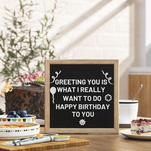 Alsonerbay Felt Letter Board 10x10 Inch Changeable Oak Frame Wooden Message Board Sign with Precut Letters Numbers & Symbols for Baby Announcement Milestones Classroom Wifi Password Black in Saudi Arabia