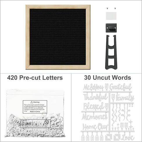 Alsonerbay Felt Letter Board 10x10 Inch Changeable Oak Frame Wooden Message Board Sign with Precut Letters Numbers & Symbols for Baby Announcement Milestones Classroom Wifi Password Black in Saudi Arabia