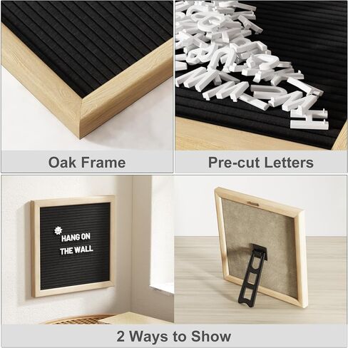 Alsonerbay Felt Letter Board 10x10 Inch Changeable Oak Frame Wooden Message Board Sign with Precut Letters Numbers & Symbols for Baby Announcement Milestones Classroom Wifi Password Black in Saudi Arabia