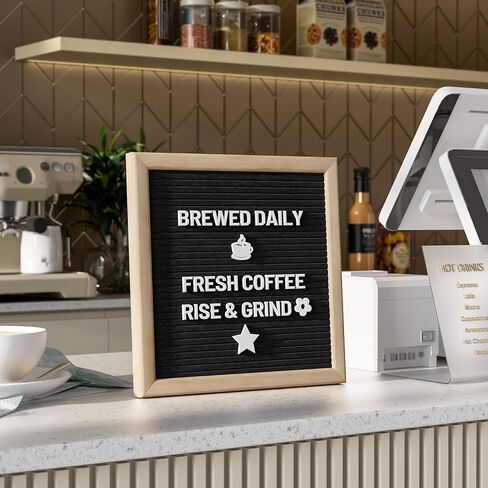 Alsonerbay Felt Letter Board 10x10 Inch Changeable Oak Frame Wooden Message Board Sign with Precut Letters Numbers & Symbols for Baby Announcement Milestones Classroom Wifi Password Black in Saudi Arabia