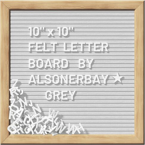 Alsonerbay Felt Letter Board 10x10 Inch Changeable Oak Frame Wooden Message Board Sign with Precut Letters Numbers & Symbols for Baby Announcement Milestones Classroom Wifi Password Black in Kuwait