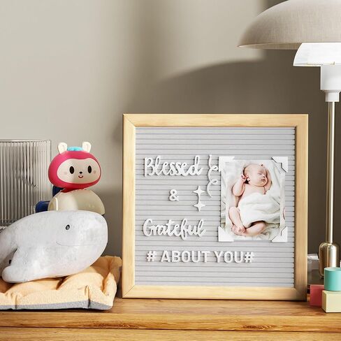 Alsonerbay Felt Letter Board 10x10 Inch Changeable Oak Frame Wooden Message Board Sign with Precut Letters Numbers & Symbols for Baby Announcement Milestones Classroom Wifi Password Black in Kuwait