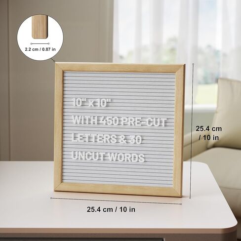 Alsonerbay Felt Letter Board 10x10 Inch Changeable Oak Frame Wooden Message Board Sign with Precut Letters Numbers & Symbols for Baby Announcement Milestones Classroom Wifi Password Black in Kuwait