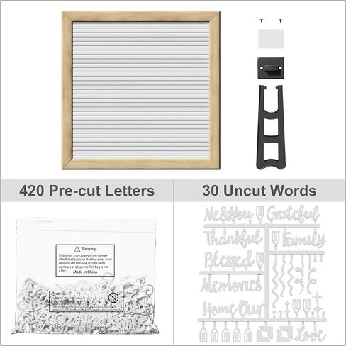 Alsonerbay Felt Letter Board 10x10 Inch Changeable Oak Frame Wooden Message Board Sign with Precut Letters Numbers & Symbols for Baby Announcement Milestones Classroom Wifi Password Black in Kuwait