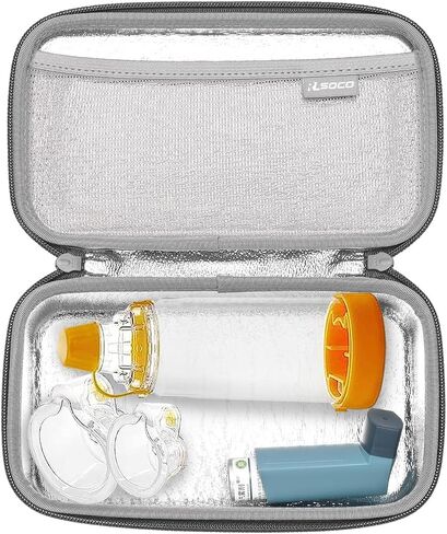 RLSOCO Carrying Case for Asthma Inhaler for Kids and Adults,Inhaler Spacer Travel Case for Device,Mask and Other Accessories - Black (Case Only) in Saudi Arabia