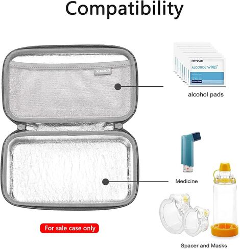 RLSOCO Carrying Case for Asthma Inhaler for Kids and Adults,Inhaler Spacer Travel Case for Device,Mask and Other Accessories - Black (Case Only) in Saudi Arabia