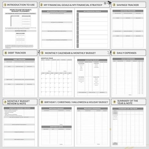 SKYDUE PU Budget Planner, A5 Budget Book, Monthly Bill Organizer with Pockets & 4Pcs Stickers, 12 Month Undated Financial Planner & Expense Tracker Notebook, Start Budgeting Anytime to Manage Money in Saudi Arabia