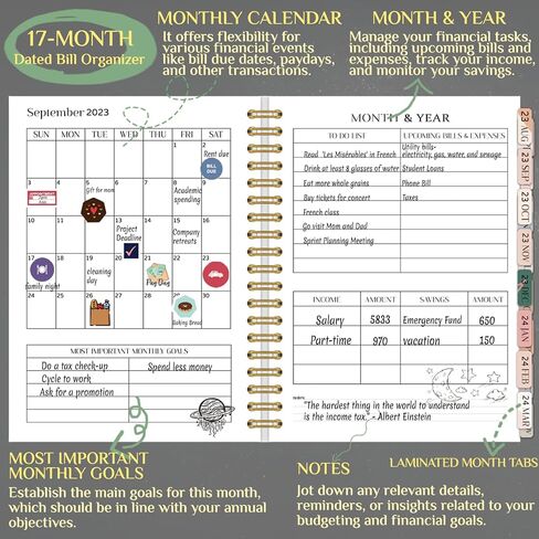 Budget Planner Budget Book 2024, 17-Month Bill Organizer from AUG. 2023 to DEC. 2024, Updated Financial Planner to Take Control of Your Money, 8.5" X 6.3", 4 Sets of Stickers in Saudi Arabia