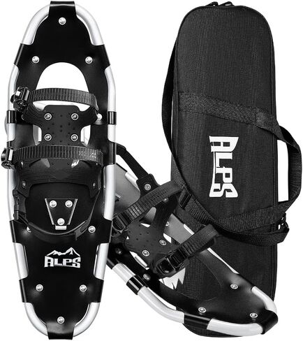 ALPS 14/17/21/25/30 Inch Lightweight Snowshoes for Women Men Youth, Light Weight Aluminum Alloy Terrain Snow Shoes with Free Carrying Tote Bag (Black, 22‘’) in Saudi Arabia