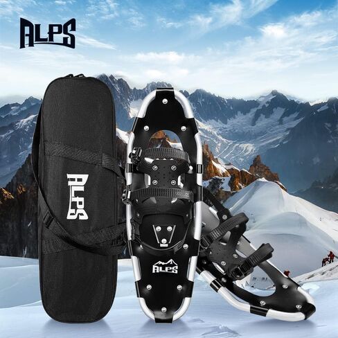 ALPS 14/17/21/25/30 Inch Lightweight Snowshoes for Women Men Youth, Light Weight Aluminum Alloy Terrain Snow Shoes with Free Carrying Tote Bag (Black, 22‘’) in Saudi Arabia
