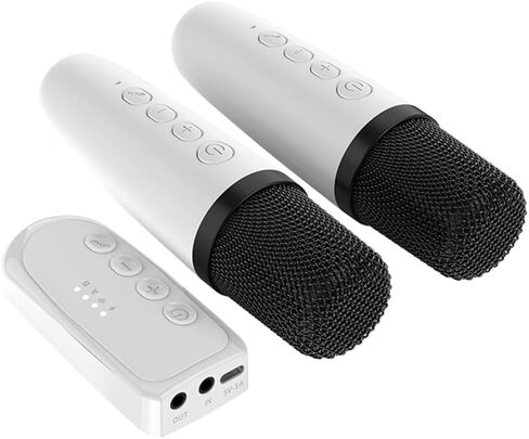 Wireless Microphones Karaoke Machine，Karaoke Companion，Karaoke Mixer System, Dual Handheld, Smart TV, PC, Speaker, Amplifier, Church, Wedding - Support AUX in/Out (White) in Saudi Arabia