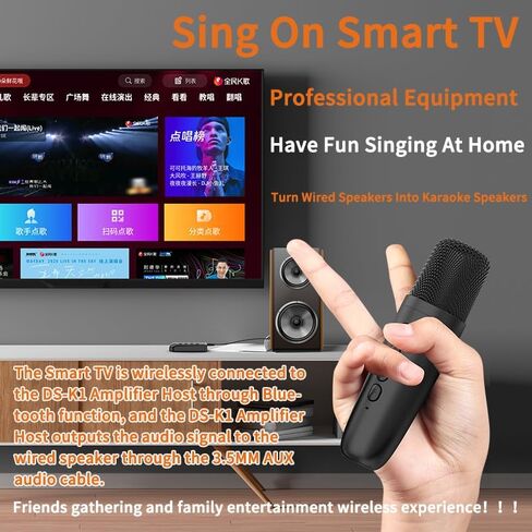 Wireless Microphones Karaoke Machine，Karaoke Companion，Karaoke Mixer System, Dual Handheld, Smart TV, PC, Speaker, Amplifier, Church, Wedding - Support AUX in/Out (White) in Saudi Arabia