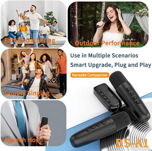 Wireless Microphones Karaoke Machine，Karaoke Companion，Karaoke Mixer System, Dual Handheld, Smart TV, PC, Speaker, Amplifier, Church, Wedding - Support AUX in/Out (White) in Saudi Arabia