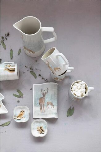 Creative Co-Op Stoneware Pitcher with Deer, Multicolor in Saudi Arabia