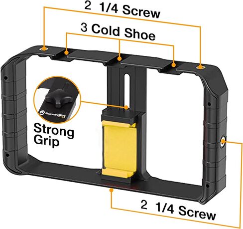 جهاز فيديو للهواتف الذكية من PowerDeWise، جهاز صناعة أفلام الهاتف مع 3 حوامل للأحذية الباردة، حامل ثلاثي القوائم للهاتف المحمول على شكل قفص لصانع الفيديو in Kuwait