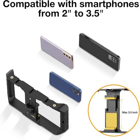 جهاز فيديو للهواتف الذكية من PowerDeWise، جهاز صناعة أفلام الهاتف مع 3 حوامل للأحذية الباردة، حامل ثلاثي القوائم للهاتف المحمول على شكل قفص لصانع الفيديو in Kuwait