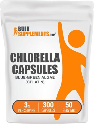 BULKSUPPLEMENTS.COM كبسولات الكلوريلا - الأطعمة الخضراء الفائقة - المكملات الغذائية الخضراء - كبسولات الكلوروفيل - حبوب الكلوريلا - 6 كبسولات لكل وجبة، جدار الخلية المكسور (300 كبسولة) in Kuwait