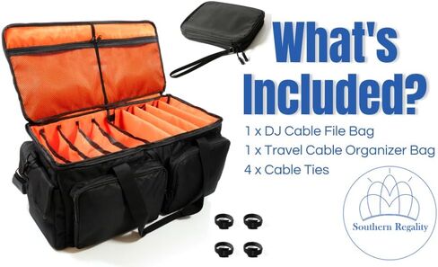 Southern Regality | Cable Organizer Bag with Separate Cord Case | Padded Adjustable Nylon Zipper Bag for Cables – with 4 Adjustable Compartments | Multiple Pockets for Separating Small Items in Saudi Arabia