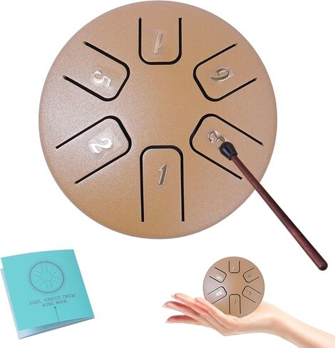 Eavnbaek الصلب اللسان طبل 3.8 بوصة 6 ملاحظة صغيرة Handpan طبل أداة قرع، الصلب اليد طبل الصوت شفاء الصلب طبل عدة، للتخييم التأمل حفلة اليوغا زن (الوردي) in Kuwait