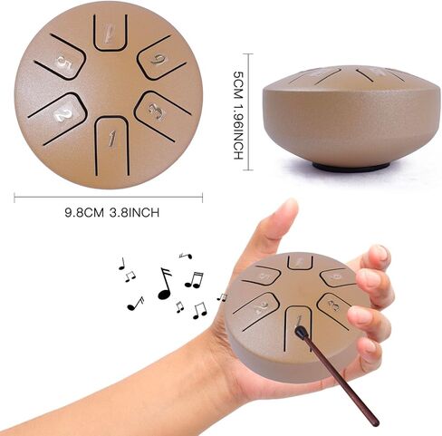 Eavnbaek الصلب اللسان طبل 3.8 بوصة 6 ملاحظة صغيرة Handpan طبل أداة قرع، الصلب اليد طبل الصوت شفاء الصلب طبل عدة، للتخييم التأمل حفلة اليوغا زن (الوردي) in Kuwait