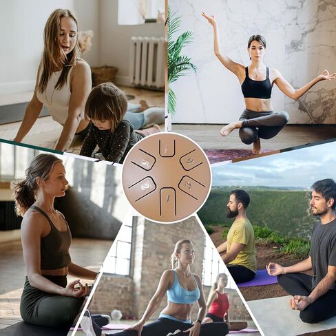 Eavnbaek الصلب اللسان طبل 3.8 بوصة 6 ملاحظة صغيرة Handpan طبل أداة قرع، الصلب اليد طبل الصوت شفاء الصلب طبل عدة، للتخييم التأمل حفلة اليوغا زن (الوردي) in Kuwait