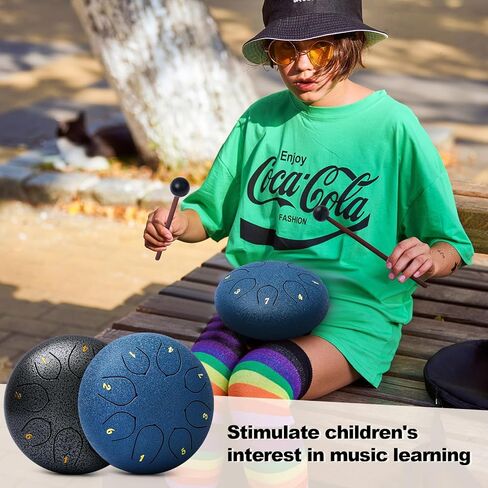 2 Pcs Tongue Drum 6 Inch 8 Notes Steel Hand Drum with Bag Chakra Tank Drum C Key Metal Drum with Travel Bag Music Book Drumsticks and Mallet for Yoga Camping Singing Meditation in Saudi Arabia