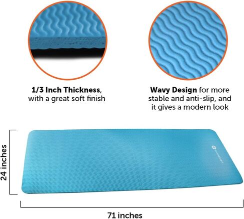 GYMENIST Thick Exercise Yoga Floor Mat Nbr 24 X 71 Inches, Great for Camping Cardio Workout Pilates Gymnastics in Saudi Arabia