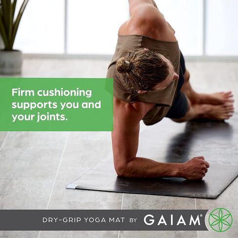 سجادة اليوغا Gaiam Dry-Grip - بساط للتمارين واللياقة البدنية بسمك 5 مم لليوجا القياسية أو الساخنة، والبيلاتس والتدريبات الأرضية - دعم مبطن، معطف غير قابل للانزلاق - 68 × 24 بوصة in Kuwait