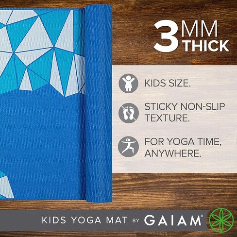 Gaiam Kids Yoga Mat Exercise Mat, Yoga for Kids with Fun Prints - Playtime for Babies, Active & Calm Toddlers and Young Children (60" L x 24" W x 3mm Thick) in Saudi Arabia