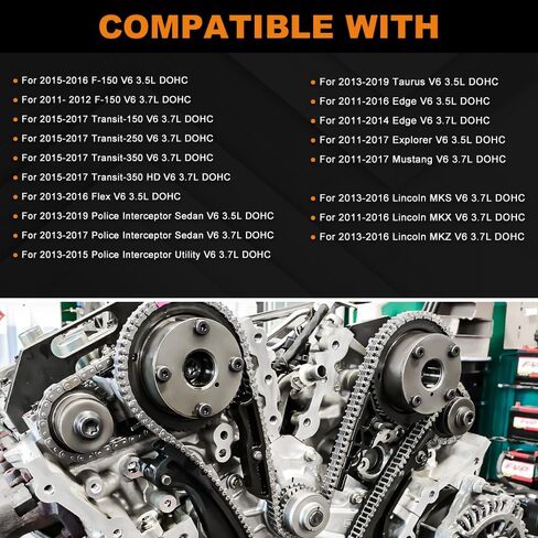مجموعة سلسلة توقيت المحرك loosoo AT4Z6268C، متوافقة مع F-150/Flex/Taurus/Edge/Explorer/Mustang، Lincoln MKS/MKX/MKZ V6 3.7L 3.5L، شداد سلسلة التوقيت ودليل in Kuwait