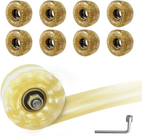 TUCANA 8 Pack Luminous Roller Skate Wheels (32 X 58 mm) for Indoor or Outdoor Double Row Skating, TPU Roller Skating Replacement Accessories (gold) in Saudi Arabia