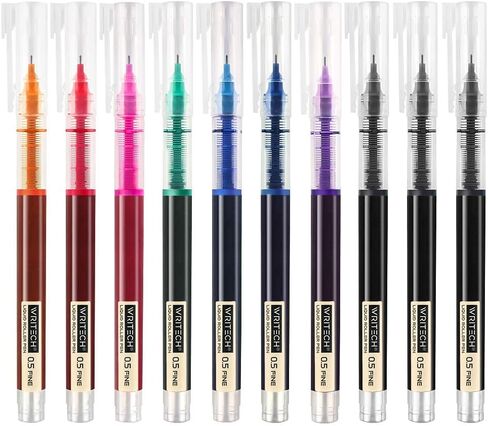 WRITECH Rolling Ball Pens Quick Dry Ink 0.5 mm Extra Fine Point Pens 10 Pcs Liquid Ink Pen Rollerball Pens Vintage Color in Saudi Arabia