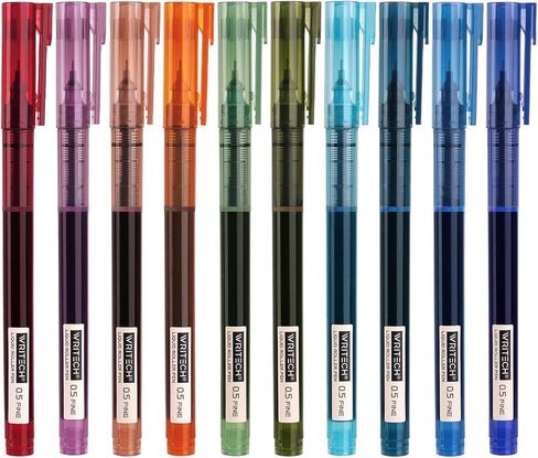 WRITECH Rolling Ball Pens Quick Dry Ink 0.5 mm Extra Fine Point Pens 10 Pcs Liquid Ink Pen Rollerball Pens Vintage Color in Saudi Arabia