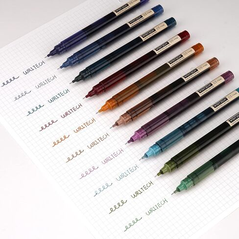 WRITECH Rolling Ball Pens Quick Dry Ink 0.5 mm Extra Fine Point Pens 10 Pcs Liquid Ink Pen Rollerball Pens Vintage Color in Saudi Arabia