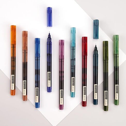 WRITECH Rolling Ball Pens Quick Dry Ink 0.5 mm Extra Fine Point Pens 10 Pcs Liquid Ink Pen Rollerball Pens Vintage Color in Saudi Arabia