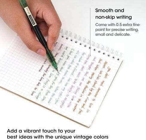 WRITECH Rolling Ball Pens Quick Dry Ink 0.5 mm Extra Fine Point Pens 10 Pcs Liquid Ink Pen Rollerball Pens Vintage Color in Saudi Arabia