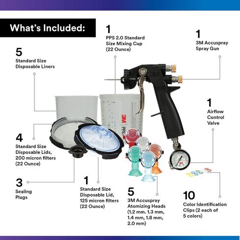 3M Accuspray Paint Spray Gun System with PPS 2.0, 26580, Standard, 22 Ounces, Use for Cars, Furniture, Cabinets and More, 1 Paint Gun,1 Paint Cup,5 Disposable Lids and Liners,5 Nozzles,3 Sealing Plugs in Saudi Arabia